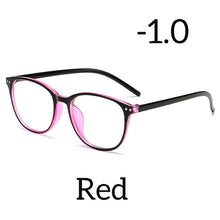 Load image into Gallery viewer, Seemfly Ultralight Anti-blue Light Myopia Glasses Women&Men Round Frame Nearsighted Prescription Glasses Diopter -1.0to-6.0
