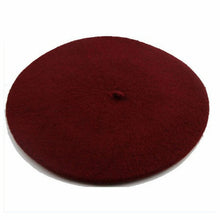 Load image into Gallery viewer, Winter Warm faux Wool Beret Women Girls French Artist Beanie Hat Cap red black purple beige orange Kawaii Flat Top caps warmers